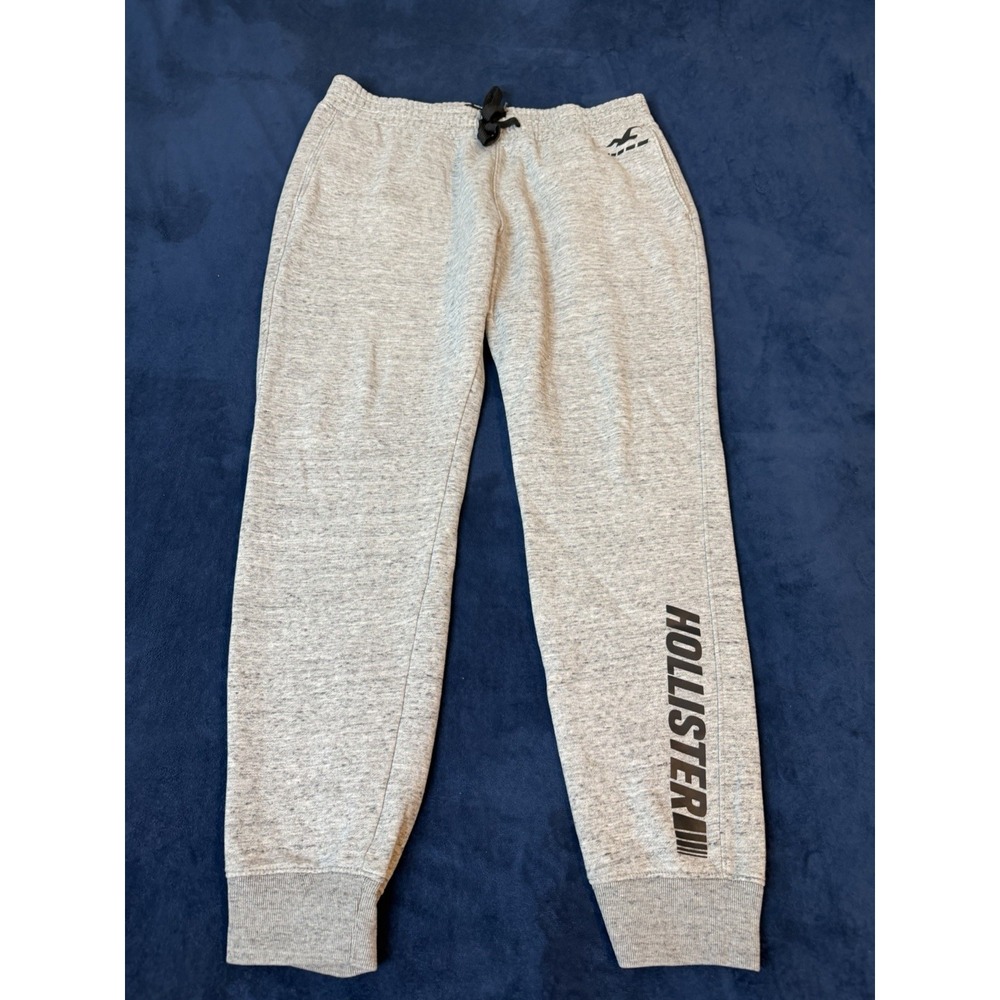 Hollister Feel Good Fleece Joggers Mens XL Grey Heather Graphic Sweatpants